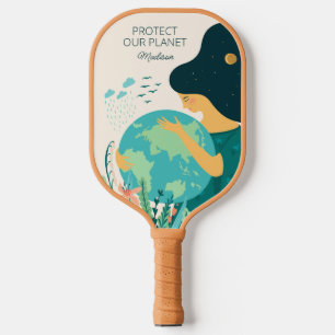 Custom Name & Text Planet Earth Mother Pickleball Paddle