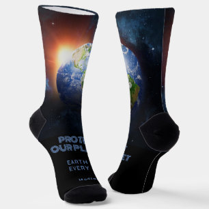 Custom Name & Text Planet Earth Socks