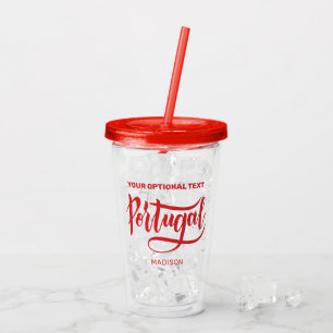 Custom Name & Text Portugal Acrylic Tumbler