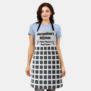 Custom Name & Text Quote Chequered Pattern Kitchen Apron