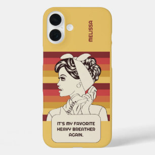 Custom Name & Text Retro Woman iPhone 16 Plus Case