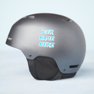 Custom Name Text Script Blue Helmet Stickers