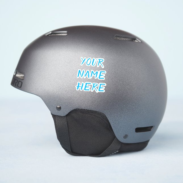 Custom Name Text Script Blue Helmet Stickers (Helmet Side)