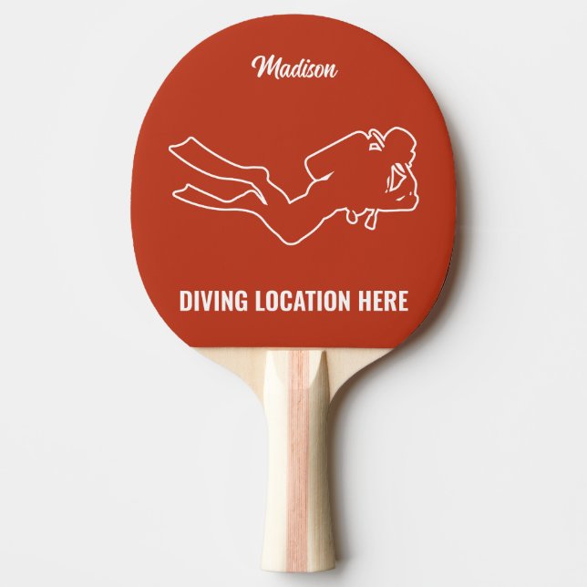 Custom Name & Text Scuba Diving Ping Pong Paddle (Front)