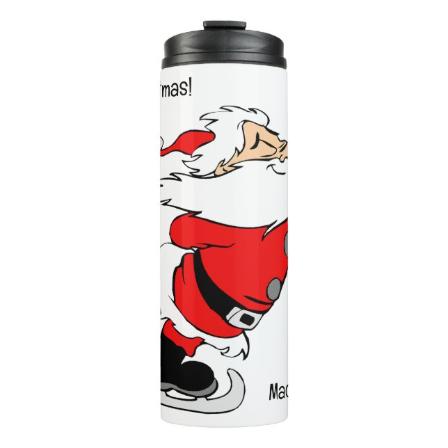 Custom Name & Text Skating Santa Thermal Tumbler (Front)
