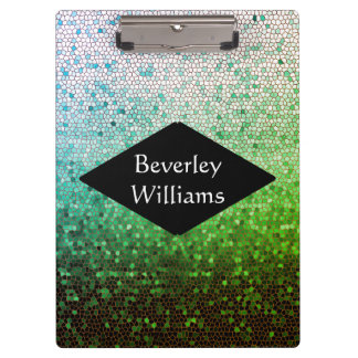 Custom Name Text Sparkling Green Clipboard