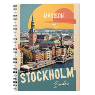 Custom Name & Text Stockholm Sweden Notebook