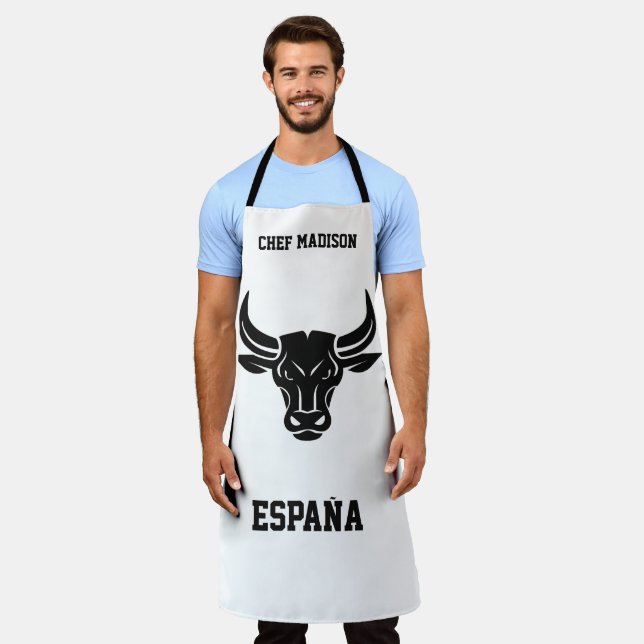 Custom name & text Stylised Bull Apron (Worn)