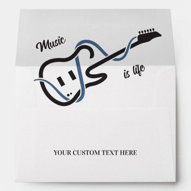 Custom Name & Text Stylised Guitar Envelope (Back (Bottom))