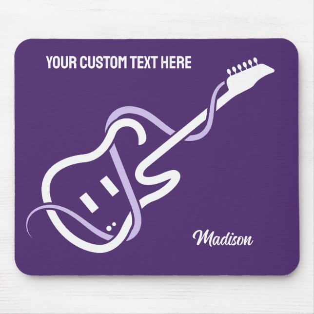 Custom Name & Text Stylised Guitar Mouse Pad (Front)