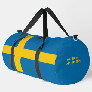 Custom Name & Text Swedish Flag Duffle Bag