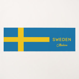 Custom Name & Text Swedish Flag Yoga Mat