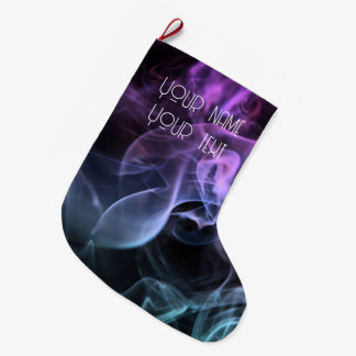 CUSTOM NAME/TEXT Teal Purple Coloured Smoke Large Christmas Stocking