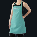 Custom Name text teal white minimalist elegant  Apron<br><div class="desc">Customise Name text monogram minimalist elegant light teal white Apron
Customise,  personalise with name,  quote,  phrase,  or text.

Great for cooks,  chefs,  pottery,  ceramics,  crafts,  work,  kitchen,  baking,  bbq,  grill,  and also businesses and stores,  etc</div>