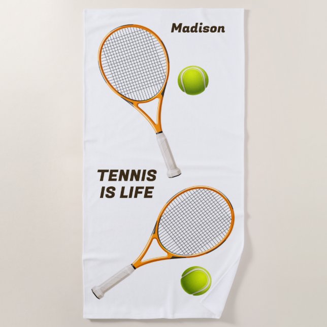Custom Name & Text Tennis Beach Towel (Front)