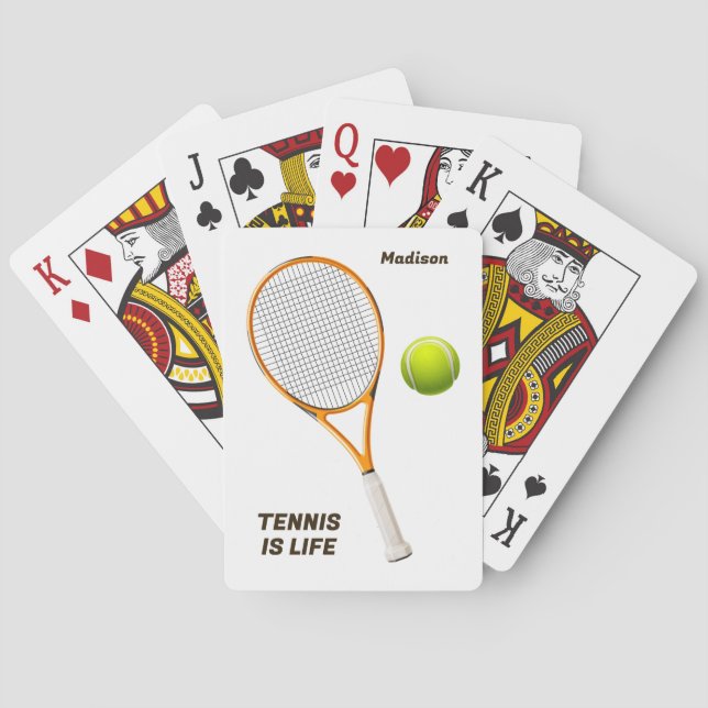 Custom Name & Text Tennis Playing Cards (Back)