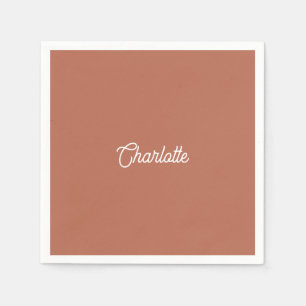 Custom name text Terracotta white minimalist Napki Napkin