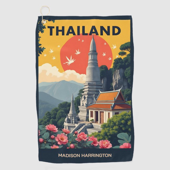 Custom Name / Text Thailand Golf Towel (Front)