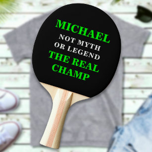 Custom Name Text The Real Champion Personalised Ping Pong Paddle
