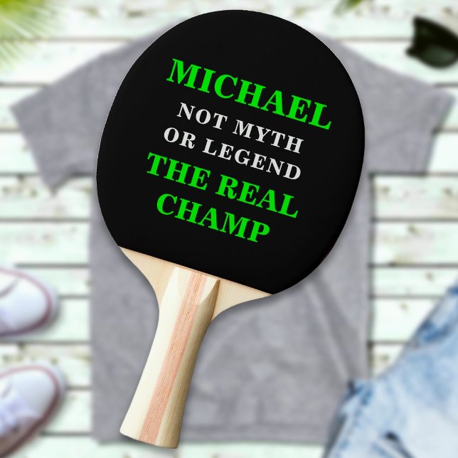 Custom Name Text The Real Champion Personalised Ping Pong Paddle (Creator Uploaded)