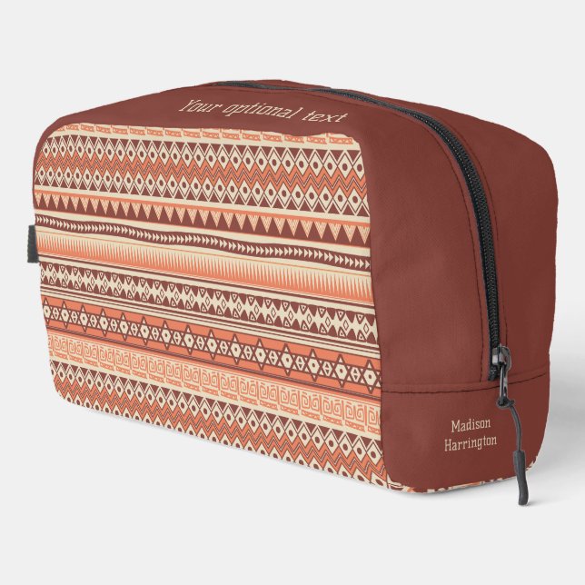 Custom Name & Text Tribal Aztec Pattern Dopp Kit (Right Corner)