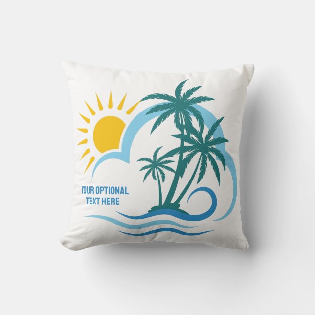 Custom Name & Text Tropical Islands Cushion (Front)
