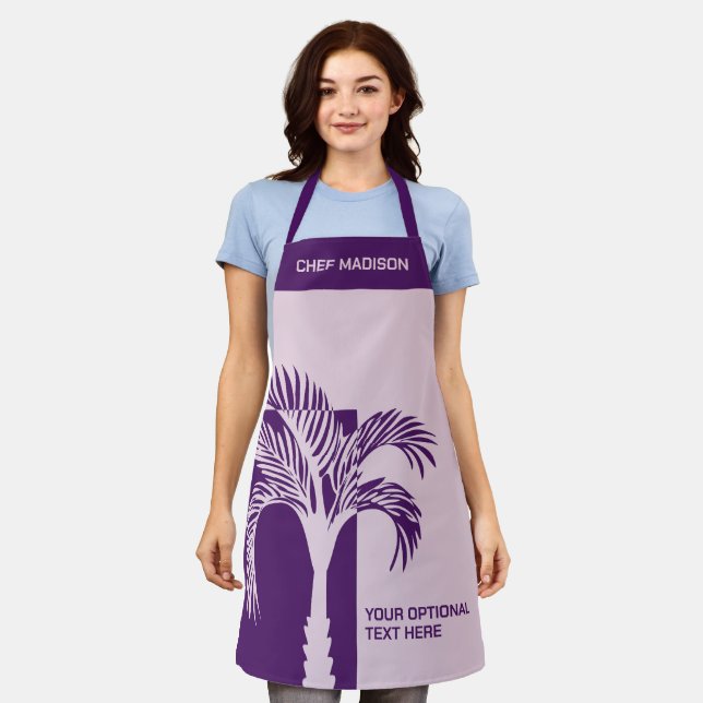 Custom Name & Text Tropical Palm Tree Apron (Worn)