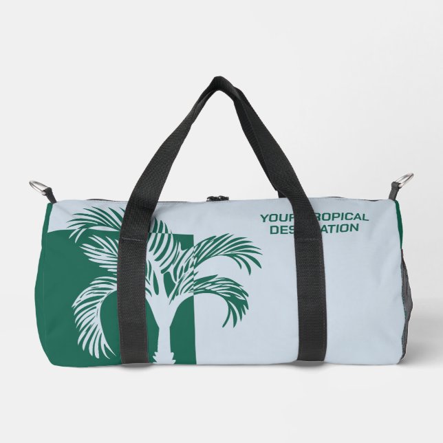 Custom Name & Text Tropical Vacation Duffle Bag (Front)