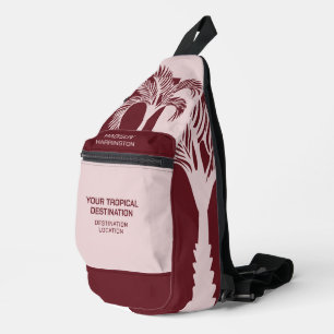 Custom Name & Text Tropical Vacation Sling Bag