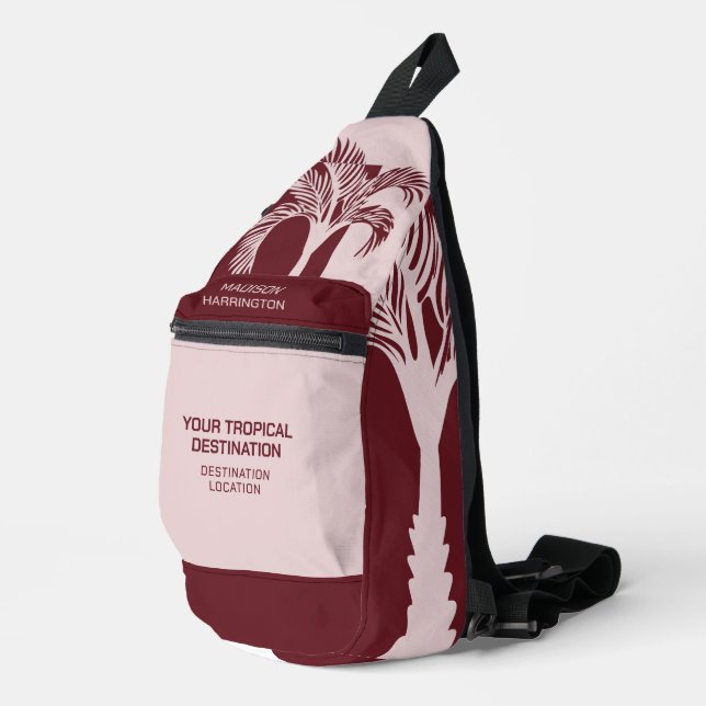 Custom Name & Text Tropical Vacation Sling Bag (Right Corner)