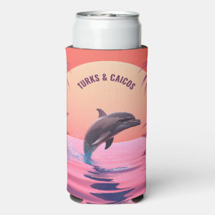 Custom Name & Text Turks and Caicos Dolphin Seltzer Can Cooler