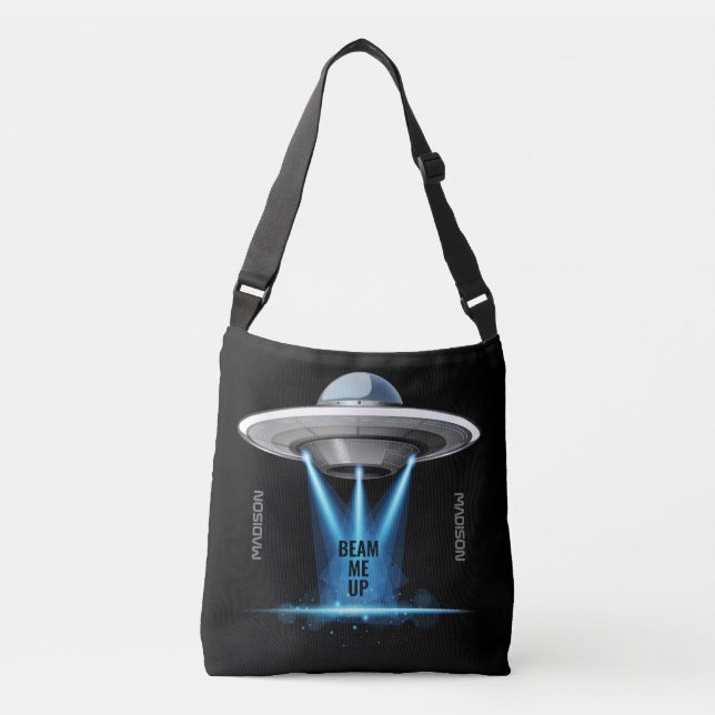 Custom name & text UFO Spaceship bags (Front)