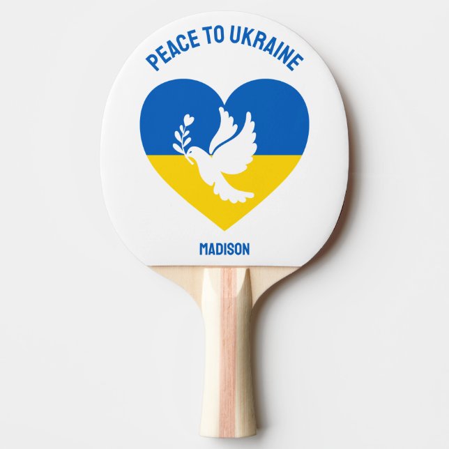 Custom Name & Text Ukraine Ping Pong Paddle (Front)