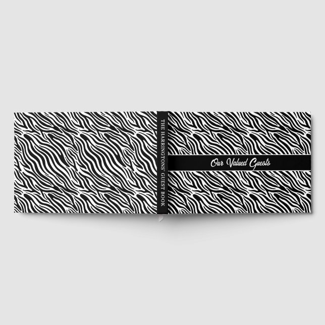 Custom Name & Text Zebra Pattern Guest Book (Full)