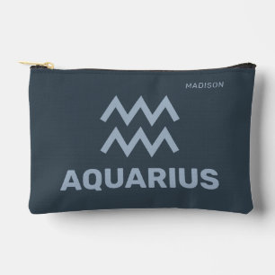 Custom Name / Text Zodiac Sign Aquarius Accessory Pouch