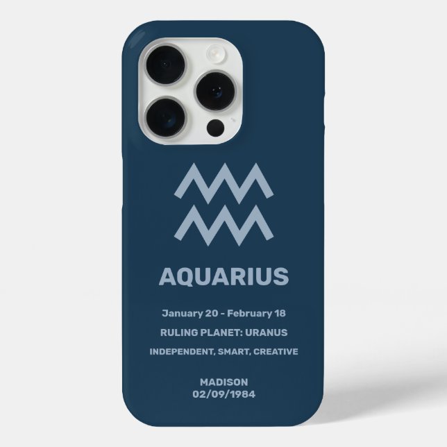 Custom Name / Text Zodiac Sign Aquarius Case-Mate iPhone Case (Back)