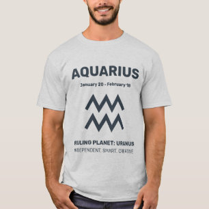 Custom Name / Text Zodiac Sign Aquarius T-Shirt