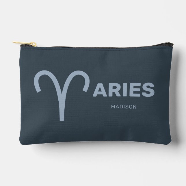 Custom Name / Text Zodiac Sign Aries Accessory Pouch (Front)