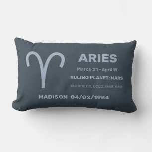 Custom Name / Text Zodiac Sign Aries Lumbar Cushion