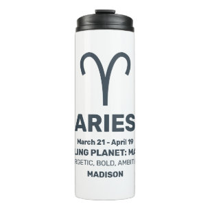 Custom Name / Text Zodiac Sign Aries Thermal Tumbler