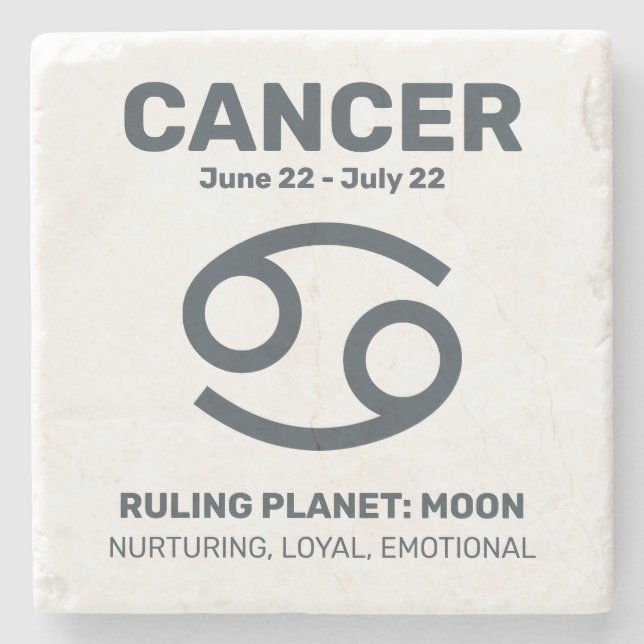 Custom Name / Text Zodiac Sign Cancer Stone Coaster (Front)