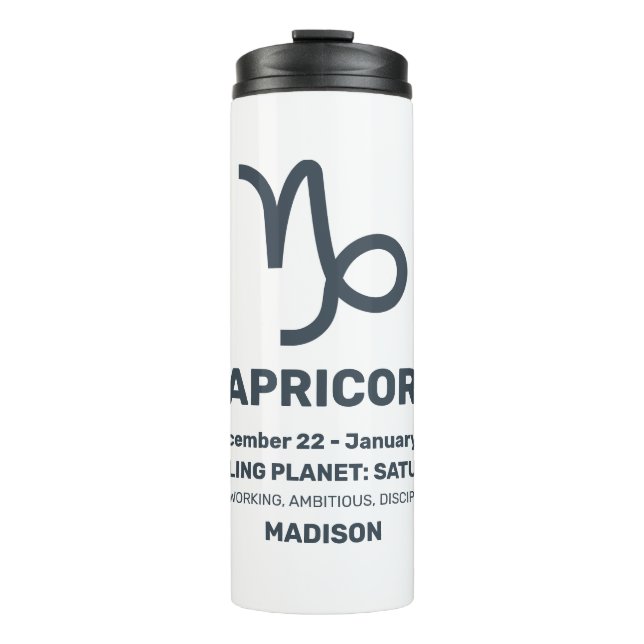 Custom Name / Text Zodiac Sign Capricorn Thermal Tumbler (Front)