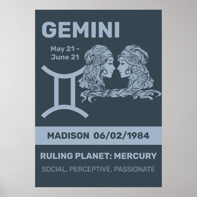 Custom Name / Text Zodiac Sign Gemini (Front)