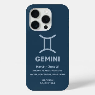 Custom Name / Text Zodiac Sign Gemini iPhone 15 Pro Case