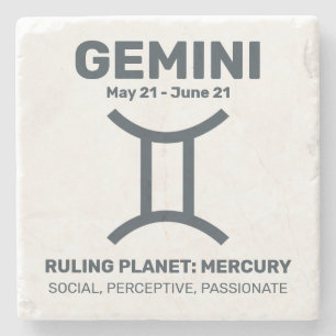 Custom Name / Text Zodiac Sign Gemini Stone Coaster