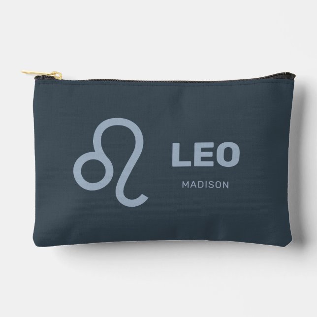 Custom Name / Text Zodiac Sign Leo Accessory Pouch (Front)