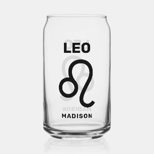 Custom Name / Text Zodiac Sign Leo Can Glass