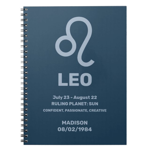Custom Name / Text Zodiac Sign Leo Notebook (Front)