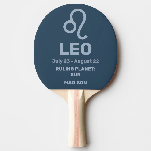 Custom Name / Text Zodiac Sign Leo Ping Pong Paddle (Front)