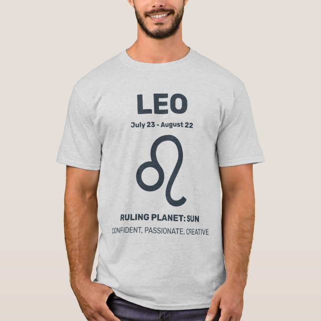 Custom Name / Text Zodiac Sign Leo T-Shirt (Front)